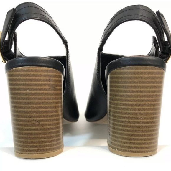 Old Navy Strap Heeled Peep Toe Mule Black - Picture 6 of 7